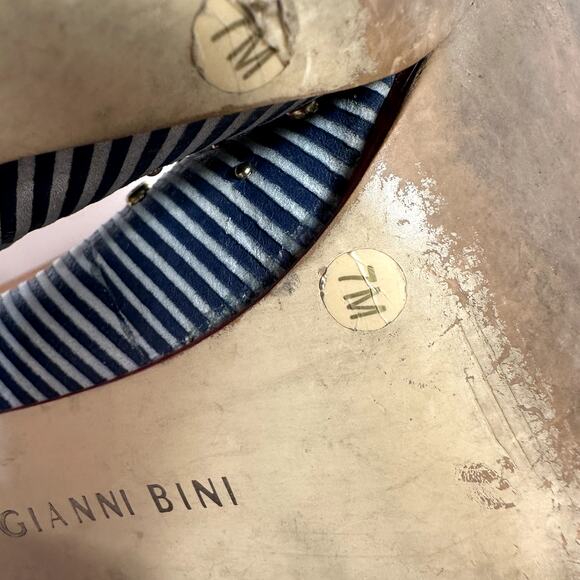 Gianni Bini Chunky Platform Ultra High Heels SZ 7 Nautical Striped Star  Retro - Picture 10 of 10